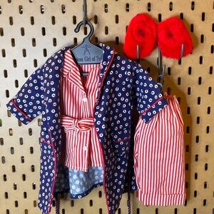 American girl outfit - Molly’s Robe and slippers with striped pajama set